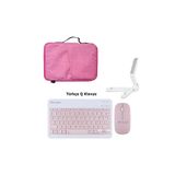 Microcase Xiaomi Redmi Pad Se 11 inch Tablet Çanta +Türkçe Bluetooth Klavye + Mouse + Tablet Standı - Pembe AL8127