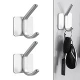 Microcase Yapışkanlı Metal Banyo Mutfak Eşya Havlu Vb. Ürün Askılığı Siyah -AL4618 2 Adet - Gümüş
