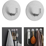Microcase Yapışkanlı Paslanmaz Çelik Banyo Mutfak Eşya Havlu Vb Metal Askılık Yuvarlak Tasarım - AL4935 2 Adet (Gümüş)