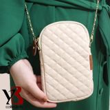 Microcase YB Collection Kapitone Yumuşak Deri Kumaş Zincir Boyun Askılı Kadın Çantası Telefon Cüzdan Kimlik Bej AL3943
