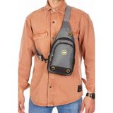 Microcase YB Collection Unisex Body Bag Su Geçirmez Kumaş Kulaklık Çıkışlı Çapraz Omuz Göğüs Çantası Gri AL3872