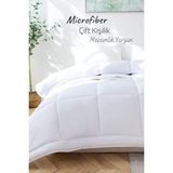 Microfiber Çift Kişilik Yorgan Kapitone Yıkanabilir Mevsimlik Microfiber Yorgan 195X215 Cm, Beyaz - 100 x 100 cm - Çok Renkli
