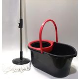 Microfiber Püsküllü Dönerli Mop Temizlik Kova Seti 360°Metal Saplı Santrafüj Sistem Sık-Sil-Yıka-Arı