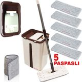 Microfiber Tablet Mop 5 Paspaslı Temizlik Seti 6+6=12 Litre