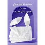 Microfiber Yorgan Yastık Seti 1 Mevsimlik Microfiber Çift Kişilik Yorgan + 2 Adet Silikon Yastık - 100 x 100 cm - Çok Renkli
