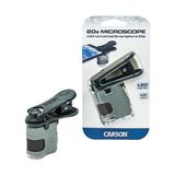 Micromini 20X LED Işıklı Cep Mikroskopu, Entegre LED ve Uv El Feneri ve Evrensel Akıllı Telefon Digiscoping Adaptör Klipsi (MM-380) - Acı Kahverengi
