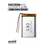 Micron 103450 3.7V 2000mAh Li-Polymer (Li-Po) Şarj Edilebilir Pil – Lityum Polimer Batarya