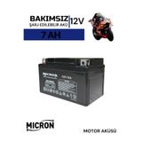 Micron 12V (Volt) 7 Ah (Amper) YTX7A-BS Motorsiklet Aküsü (Bataryası , Pili) Yüksek