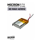Micron 3.7V 30mAh Lityum Polimer (Li-Po) Şarj Edilebilir Pil 401012 (4×10×12 mm)