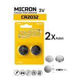 Micron CR2032 Pil 3V Baskül, Araba Kumandası , Hafıza, Hesap Makinası, Tartı Pili Düğme Pil (2 Adet)
