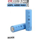 Micron Eve 21700 3.7V 4000 Mah Li-Ion Şarj Edilebilir Pil - 40PL Yüksek Deşarjlı Lityum Iyon Batarya