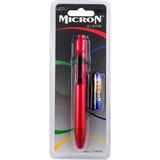 Micron Kalem Fener LED SJ-2708 + 1 Aaa Alkalın Pil - Kırmızı