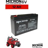 Micron Oyuncak Araba Aküsü(Pili, Bataryası 6V (Volt) 12AH (Amper) 2026 Üretim - Siyah