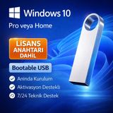 Microsoft Windows 10 Pro & Home Kurulum USB’si + Lisans Anahtarı – Aktivasyon Destekli