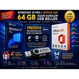 Microsoft Windows 10 Pro + Office 365 (5 Kullanıcı)| 64 GB Bootable USB Freedos Uygun