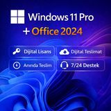 Microsoft Windows 11 Pro + Office 2024 Dijital Lisans – Anında Teslim & Aktivasyon Destekli