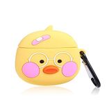 Microsonic AirPods 1. Nesil / 2. Nesil Kılıf Cartoon Figürlü Silikon Crtn-Fgr-Gzlk-Ordk [AirPods 1/2 ile Uyumlu Kılıf - Sarı - Siyah]