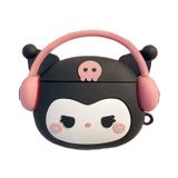 Microsonic AirPods Pro 3 için Kılıf Cartoon Figürlü Silikon Crtn-Fgr-Krm [AirPods Pro 3 ile Uyumlu Kılıf - Siyah - Pembe]