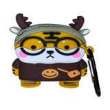 Microsonic AirPods Pro için Kılıf Cartoon Figürlü Silikon Crtn-Fgr-Dll-Tgr [AirPods Pro ile Uyumlu Kılıf - Gri - Altın]
