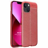 Microsonic Apple iPhone 13 Deri Dokulu Silikon Kırmızı Cep Telefonu Kılıfı