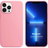Microsonic Apple iPhone 13 Pro Liquid Lansman Silikon Pembe Cep Telefonu Kılıfı