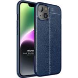 Microsonic Apple iPhone 14 Deri Dokulu Silikon Lacivert Cep Telefonu Kılıfı