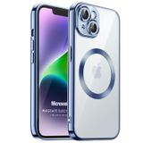 Microsonic Apple iPhone 14 Mag Safe Luxury Electroplate Mavi Cep Telefonu Kılıfı