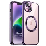 Microsonic Apple iPhone 14 Mag Safe Luxury Electroplate Mor Cep Telefonu Kılıfı