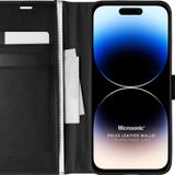 Microsonic Apple iPhone 14 Pro Delux Leather Wallet Siyah Cep Telefonu Kılıfı
