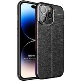 Microsonic Apple iPhone 14 Pro Deri Dokulu Silikon Siyah Cep Telefonu Kılıfı
