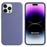 Microsonic Apple iPhone 14 Pro Max Liquid Lansman Silikon Lavanta Grisi Cep Telefonu Kılıfı