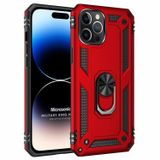 Microsonic Apple iPhone 14 Pro Military Ring Holder Kırmızı Cep Telefonu Kılıfı