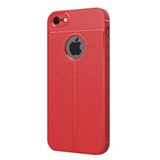 Microsonic Apple iPhone 5 / 5S Suni Deri Dokulu Silikon Kırmızı Kılıf