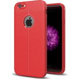 Microsonic Apple iPhone 6 Plus Deri Dokulu Kırmızı Silikon Kılıf