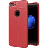 Microsonic Apple iPhone 8 Plus Deri Dokulu Kırrmızı Silikon Kılıf