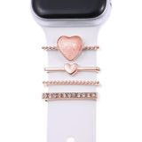 Microsonic Apple Watch 6 40 mm için Süsü Charm İnci Kalp Rose Gold Kordon