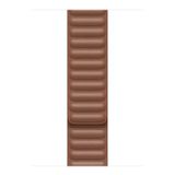 Microsonic Apple Watch Series 7 45 mm Leather Link Band Kahverengi Uyumlu Kordon