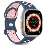 Microsonic Apple Watch Series 7 45 mm Rainbow Sport Kayış Lacivert Pembe Uyumlu Kordon