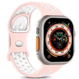 Microsonic Apple Watch Series 7 45 mm Rainbow Sport Kayış Pembe Beyaz Uyumlu Kordon