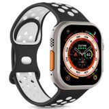Microsonic Apple Watch Series 7 45 mm Rainbow Sport Kayış Siyah Beyaz Uyumlu Kordon