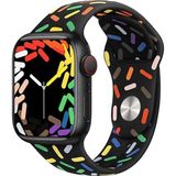 Microsonic Apple Watch Series 8 45 mm Silikon V2 Pride Edition Siyah Kordon