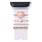 Microsonic Apple Watch Ultra Charm İnci Kalp Rose Gold Kordon Süsü