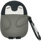 Microsonic Arpds 1. Nesil / 2. Nesil Kılıf Cartoon Figürlü Silikon Crtn-Fgr-Pngn - Koyu Gri - AirPods 1 / 2