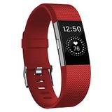 Microsonic Fitbit Charge 2 için Silicone Sport Band Kırmızı Kordon