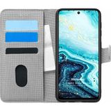 Microsonic General Mobile GM 21 Pro Fabric Book Wallet Gri Cep Telefon Kılıfı