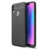 Microsonic Huawei Honor 8C için Kılıf Deri Dokulu Silikon Siyah