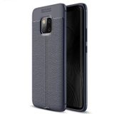 Microsonic Huawei Mate 20 Pro Deri Dokulu Silikon Lacivert Kılıf