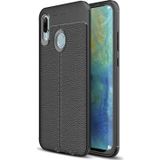 Microsonic Huawei P Smart 2019 Deri Dokulu Silikon Siyah Kılıf