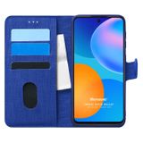 Microsonic Huawei P Smart 2021 için Kılıf Fabric Book Wallet Lacivert [P Smart 2021 ile Uyumlu Kılıf - Lacivert]