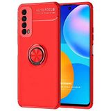 Microsonic Huawei P Smart 2021 için Kılıf Kickstand Ring Holder Kırmızı [P Smart 2021 ile Uyumlu Kılıf - Kırmızı]